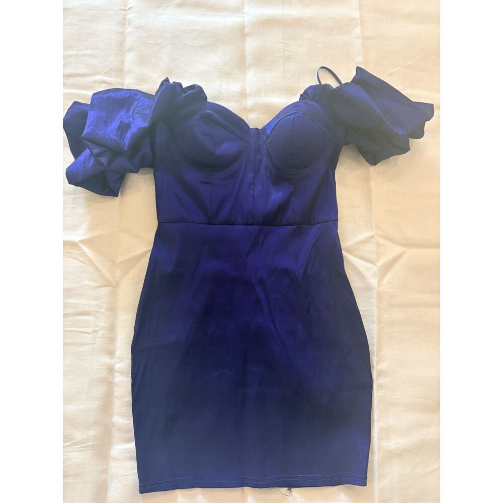 Off the shoulder royal blue homecoming mini dress